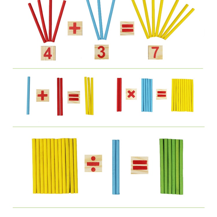 Đồ Chơi Giáo Dục Mầm Non- Bộ Thẻ Học Kèm Que Tính Gỗ Cho Bé Học Toán Theo Montessori