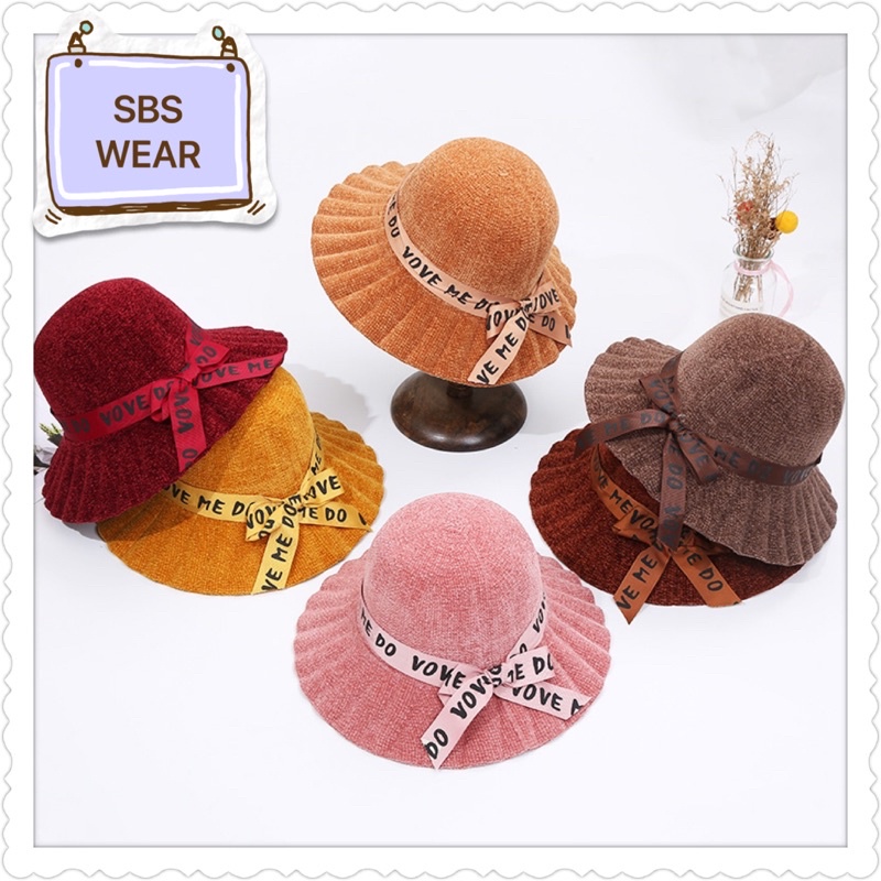 Mũ vành rộng nữ chất nhung mịn hoạ tiết chữ đẹp , phụ kiện thời trang nữ