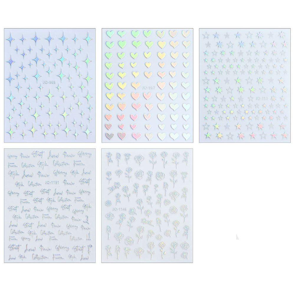 1 Miếng Dán Trang Trí Móng Tay 3D Hình Hoa Hồng Và Ngôi Sao