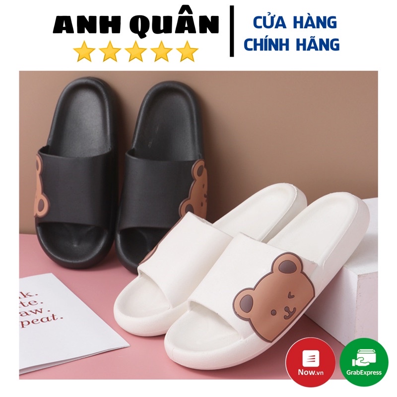 Dép bánh mì quai ngang nữ hình gấu bên sườn hottrend năm 2021