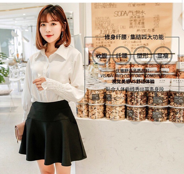 Chân váy thun big size có 2 túi và quần trong màu đen, đỏ size 60-70kg