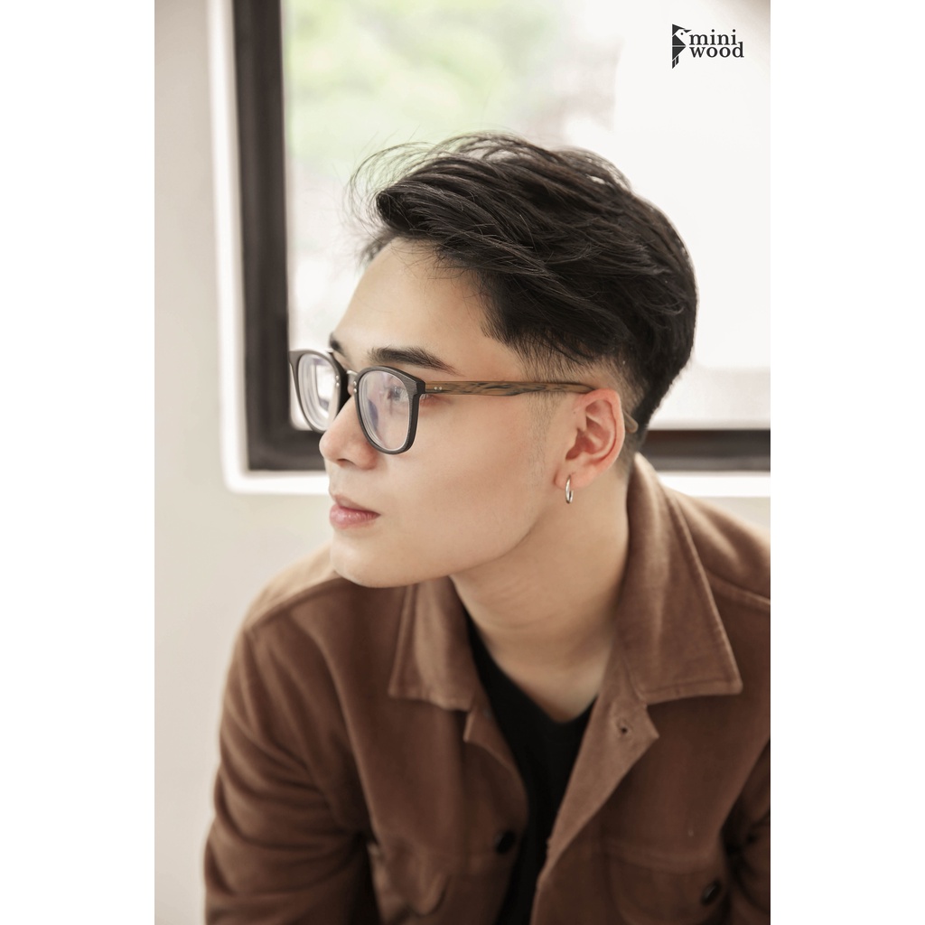 Kính gỗ gọng vuông full  MINIWOOD chính hãng thời trang nam nữ cá tính, phong cách Hàn Quốc năng động