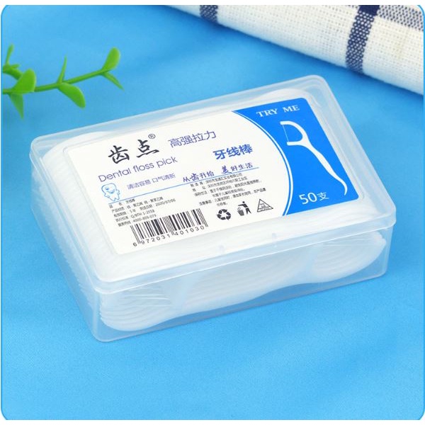 Tăm chỉ nha khoa chống thưa kẽ răng bảo vệ răng, chỉ nha khoa cao cấp hộp 50 chiếc - GDAH