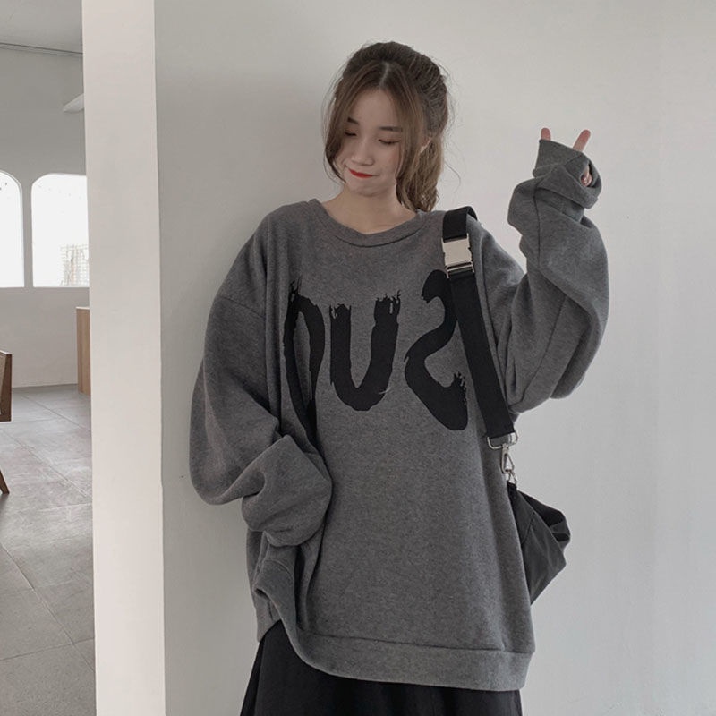 Áo Hoodie Nữ Plus Size Dáng Rộng Phong Cách Hàn Quốc