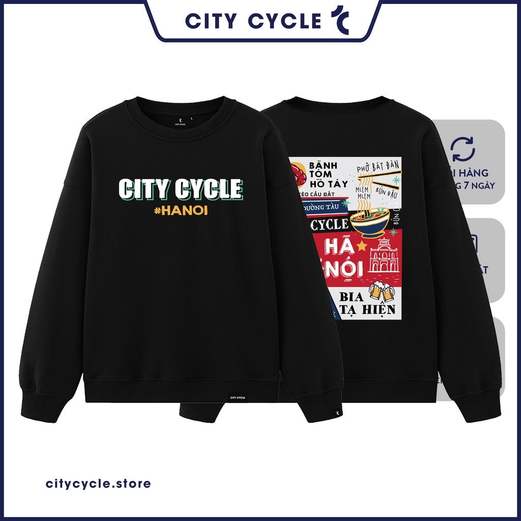 Áo sweater nỉ Hà Nội City Cycle - áo nỉ sweater unisex form rộng in hình Local Brand