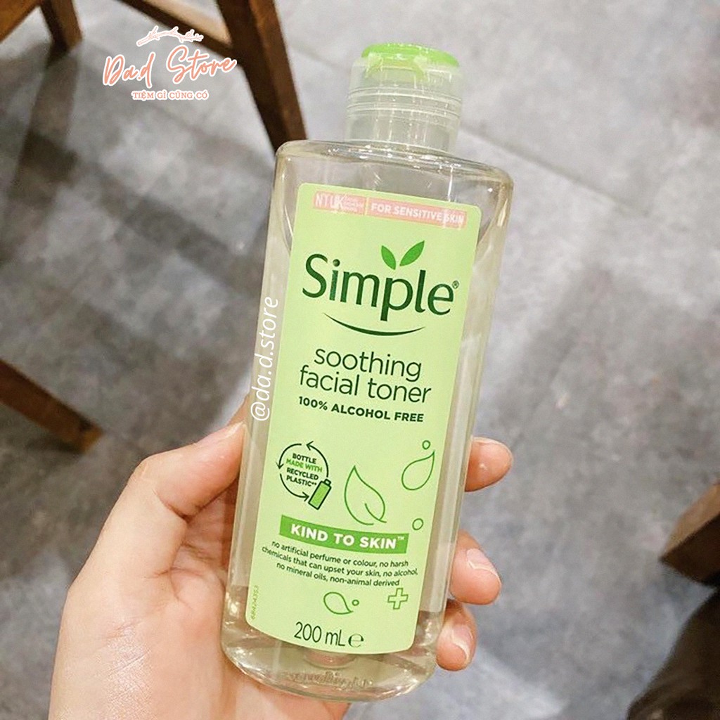 💧𝐅𝐫𝐞𝐞𝐒𝐡𝐢𝐩 𝐗𝐓𝐑𝐀💧 Toner Lành Tính SIMPLE KIND TO SKIN SOOTHING FACIAL - Nước hoa hồng Simple 200ml - Da.d Cosmetics