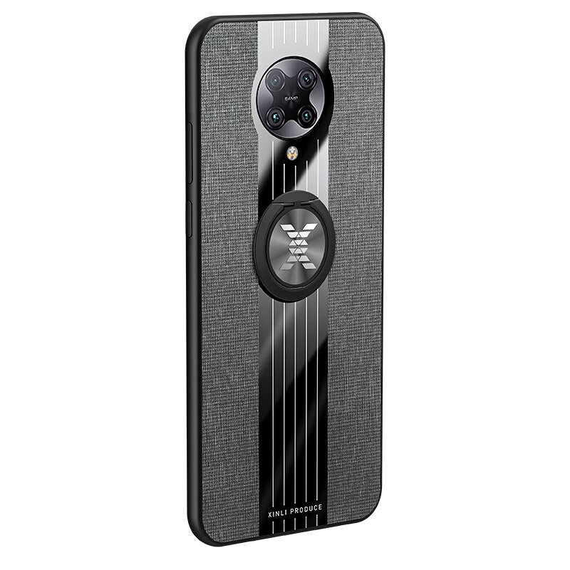 Ốp điện thoại vải mềm có nhẫn giá đỡ cho Xiaomi Poco F2 Pro