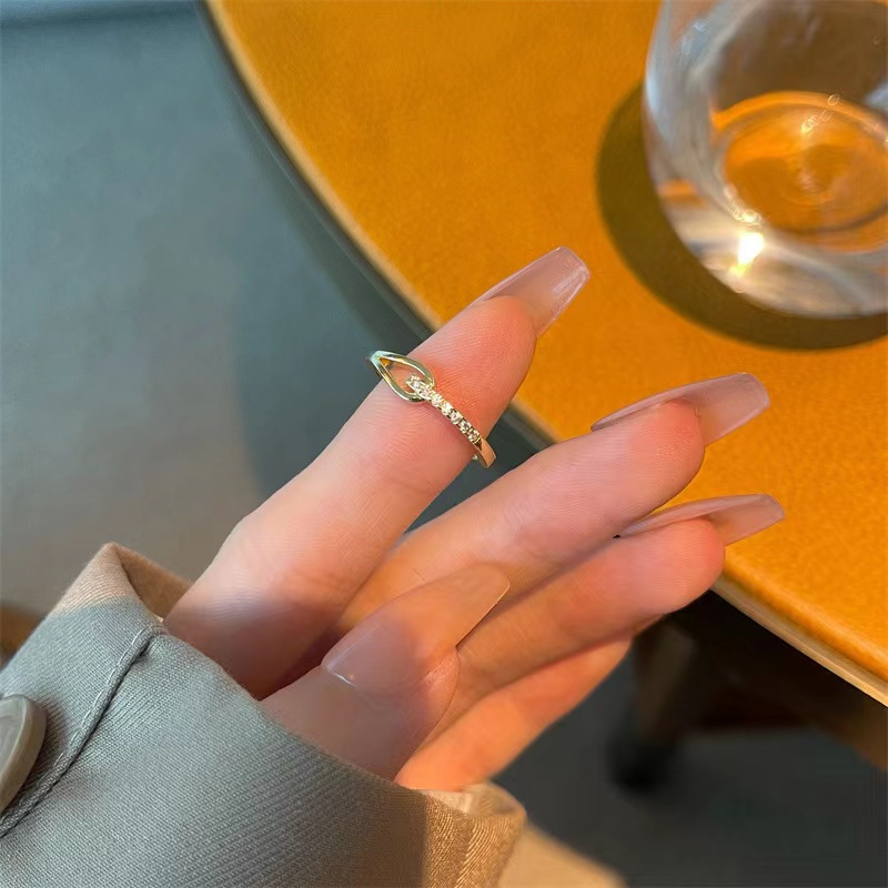 Niche Nhẫn Hở Đính Đá Zircon Lấp Lánh Có Thể Điều Chỉnh Độc Đáo Thời Trang Mới Bán Chạy Hợp Thời Trang Cho Nữ