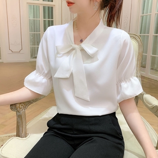 Áo Sơ Mi Chiffon Thắt Nơ Phong Cách Hàn Quốc Thanh Lịch Dành Cho Nữ