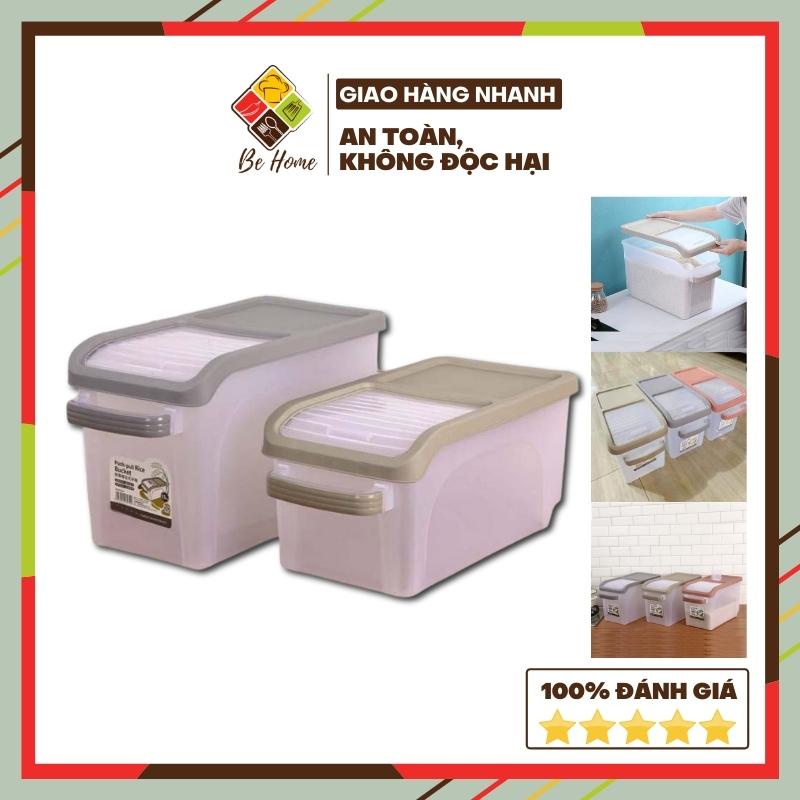 Thùng nhựa dày đựng gạo BEHOMEMALL Thùng nhựa chống ẩm đựng ngũ cốc, đồ ăn khô cho động vật kèm cốc chia vạch đong gạo 1
