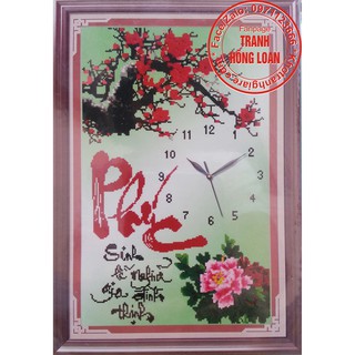 Tranh đính đá đồng hồ chữ Phúc H730