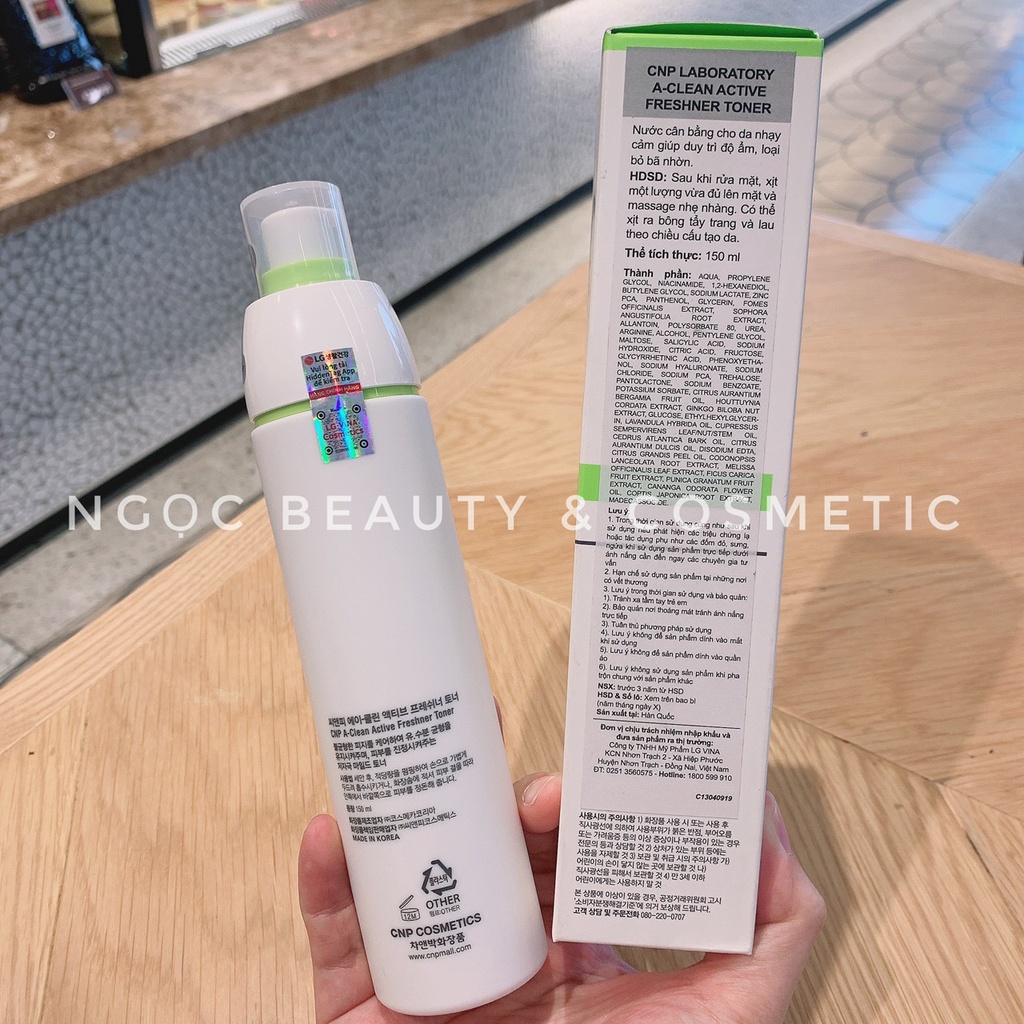 Nước hoa hồng CNP Laboratory A-Clean Active Freshner Toner 150ml -  Ngừa mụn không cồn dạng xịt