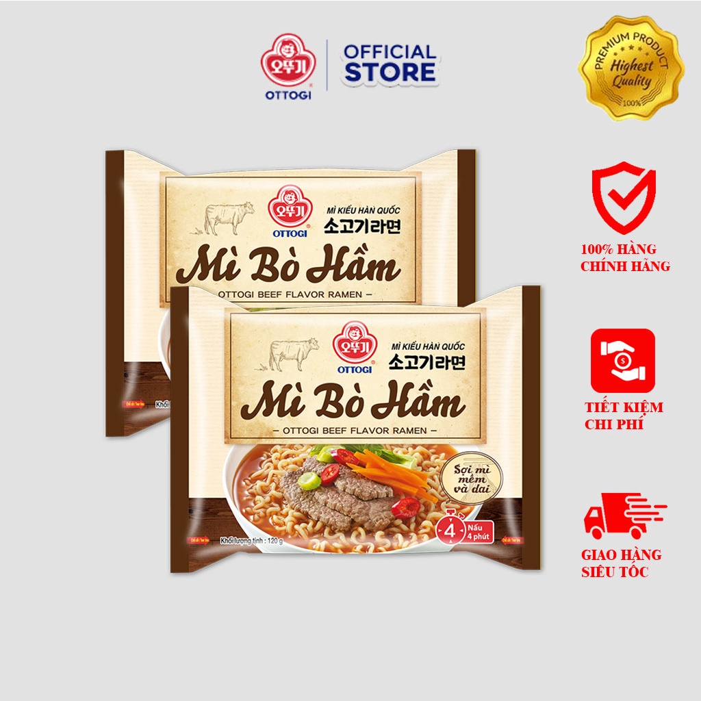 Combo 2 Gói Mì Bò Hầm Ottogi 120g/Gói