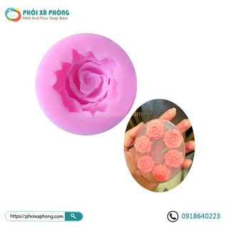 Khuôn silicon hình hoa hồng 3d mini 3.5cm trang trí bánh/xà phòng