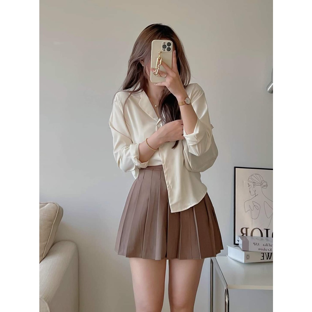 Chân Váy Tennis Ngắn Xếp Ly Cạp Cao Dáng Chữ A Nhiều Màu, Labibi