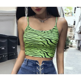 Áo crop top hai dây in họa tiết trẻ trung thời trang cho nữ