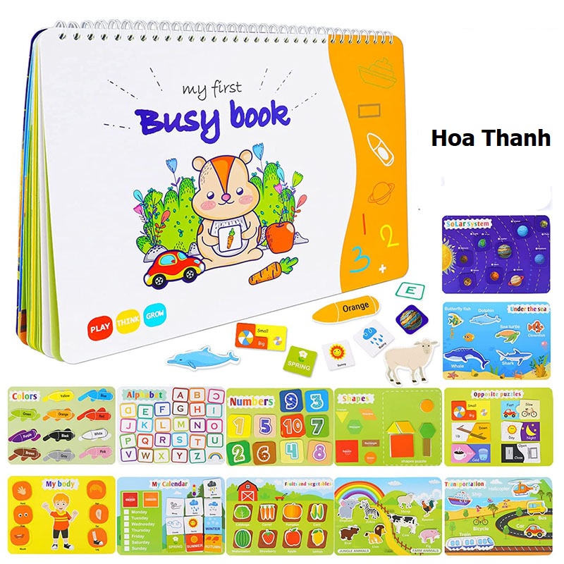 Học liệu Thế giới xung quanh MY FIRST BUSY BOOK , học liệu Montessori, từ vựng tiếng anh
