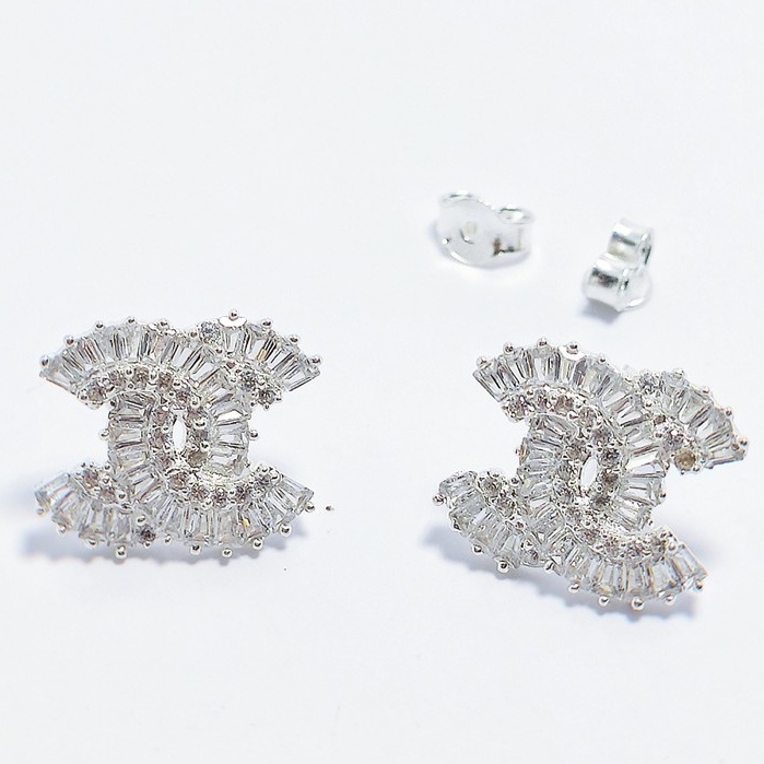 Bông tai bạc bông chữ X đính đá lấp lánh