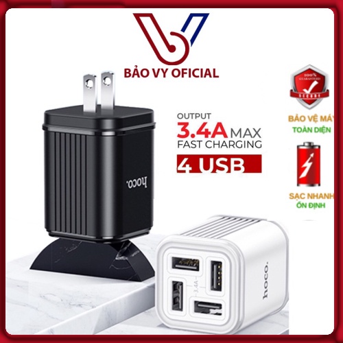 ﹉☑▦Củ sạc nhanh đa năng chính hãng HOCO C84 BAOVY có 4 cổng USB hỗ trợ 3.4A điện thoại máy tính bảng