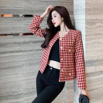 Áo khoác dạ kẻ zz tua thanh lịch