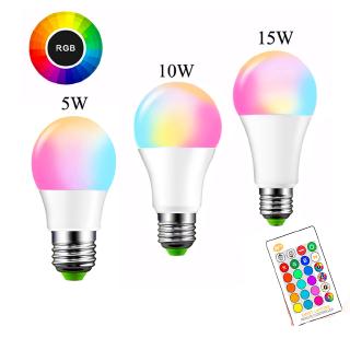 Bóng Đèn Led Đổi Màu E27 5 / 10 / 15w Rgb 85-265v Kèm Điều Khiển Từ Xa
