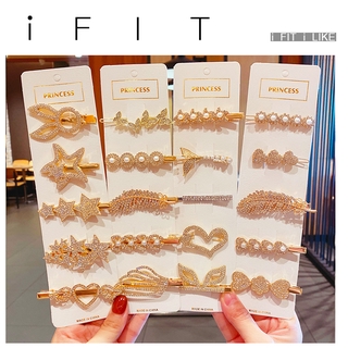 Kẹp Tóc Kim Loại iFIT Đính Ngọc Trai Phong Cách Hàn Quốc