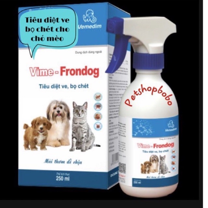 Xịt ve rận VIME - FRONDOG 250ml Tiêu diệt ve bọ chét ở chó mèo