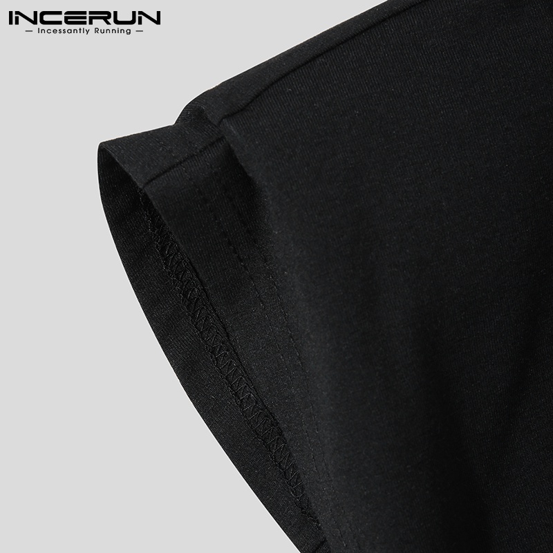 Áo thun INCERUN ba lỗ màu trơn thời trang mùa hè cho nam