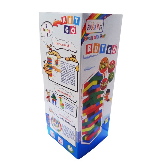 Rút gỗ Jenga Nhỏ - Chất lượng cao - 45 thanh màu - Càng đông càng vui