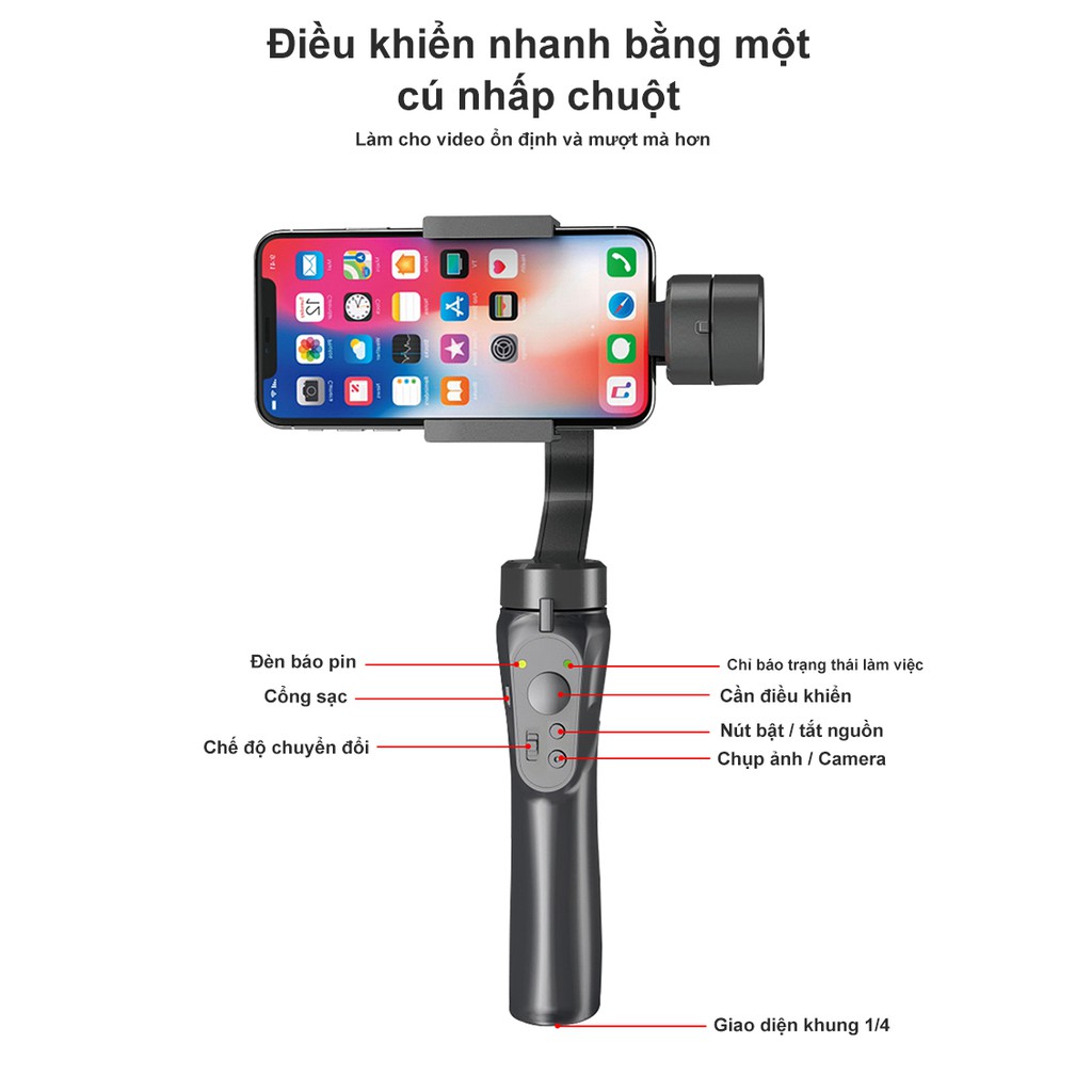 Gimbal cầm tay chống rung cho điện thoại-Tay Cam Quay Phim -NBH4YT | BigBuy360 - bigbuy360.vn