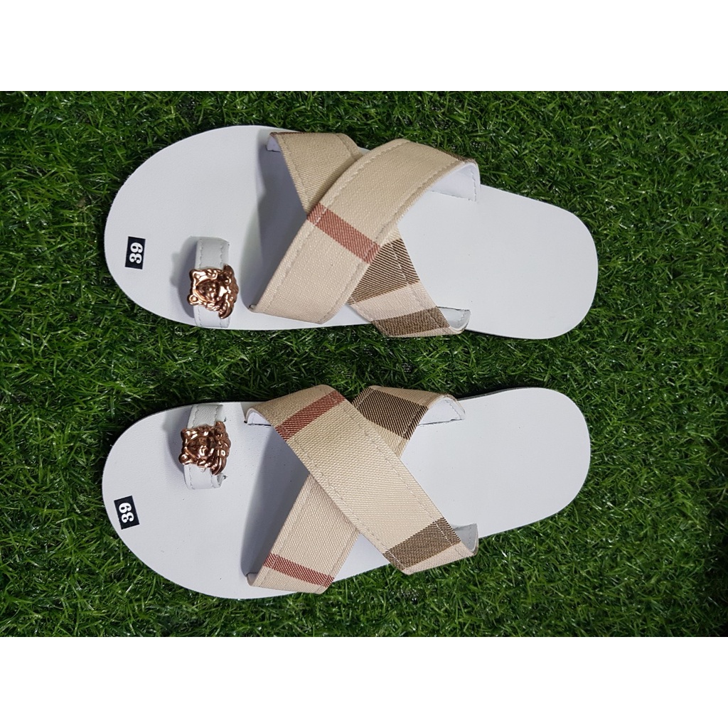 sandal đồng nai dép sỏ ngón chéo nam và nữ ( đế trắng quai sọc vàng ) size từ 34 nữ đến 43 nam