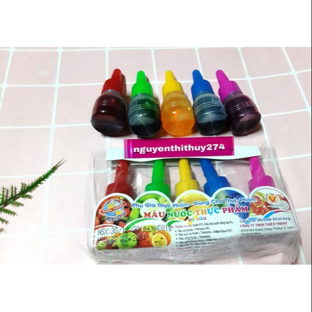 Set 5 màu thực phẩm Nguyên Liệu Làm Slime, Làm Bánh, Rau Câu AN TOÀN THỰC PHẨM
