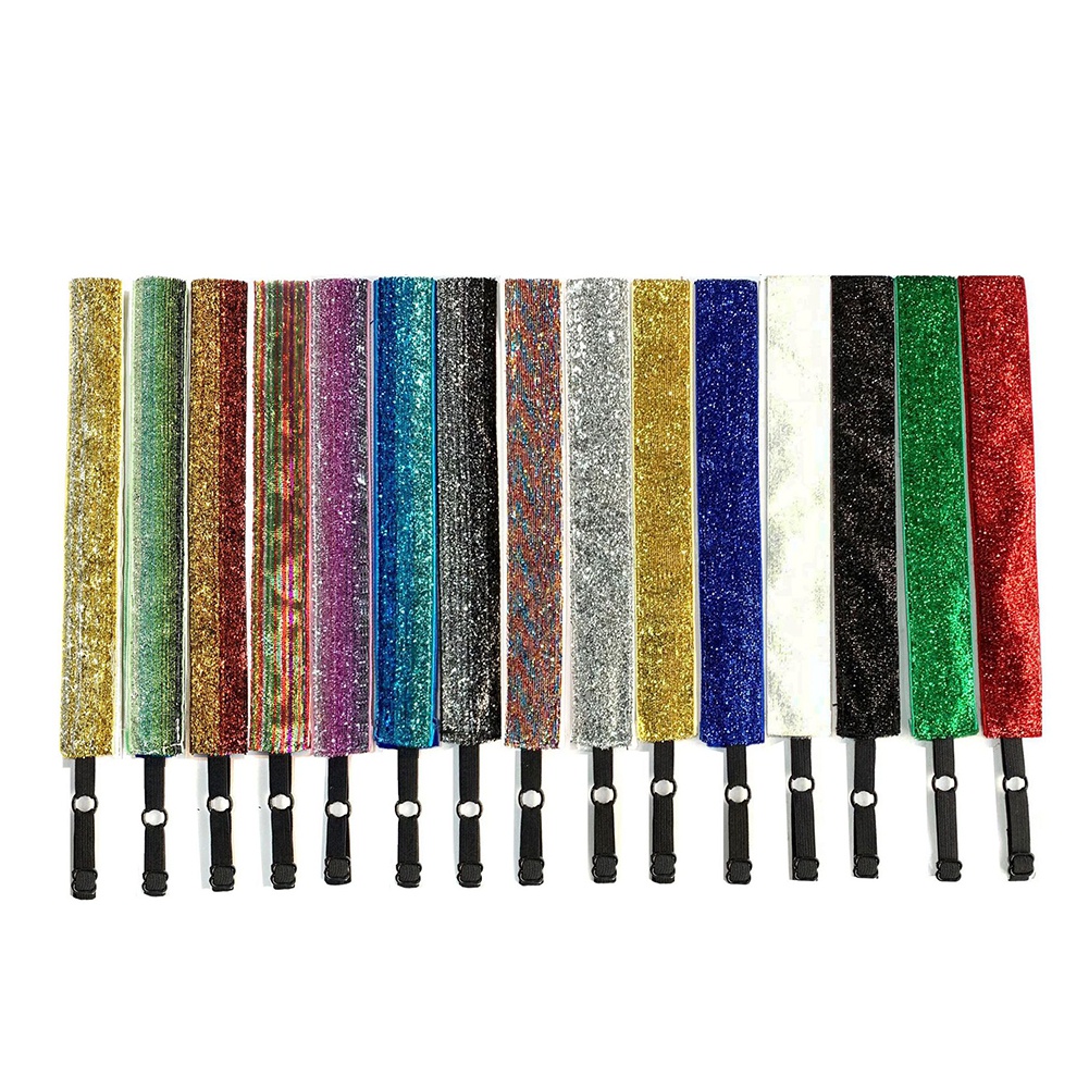 Băng Đô Thể Thao Co Giãn Chống Trượt Đính Kim Tuyến Lấp Lánh Thời Trang Cho Bé