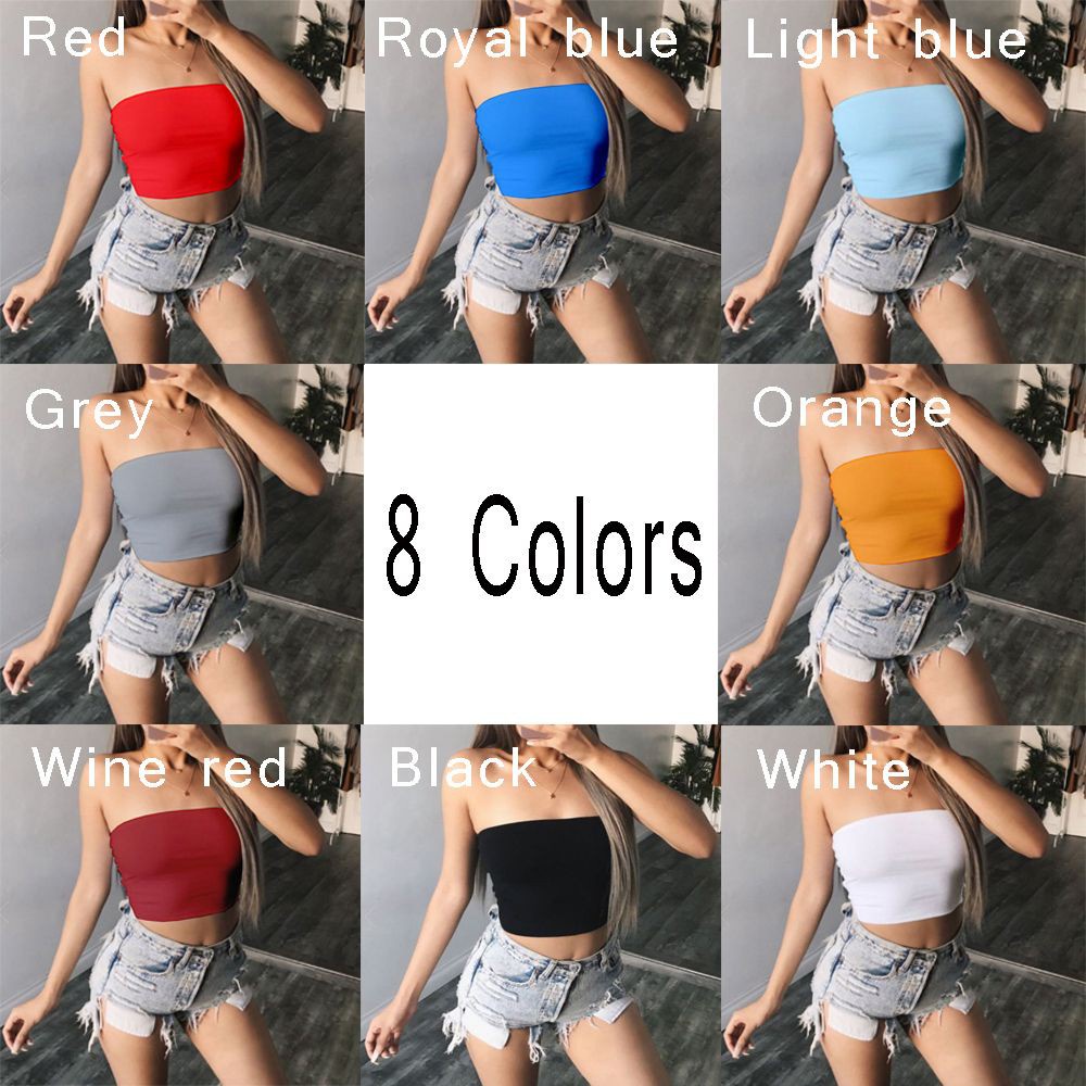Áo Croptop Cúp Ngực Màu Sắc Quyến Rũ Cho Nữ