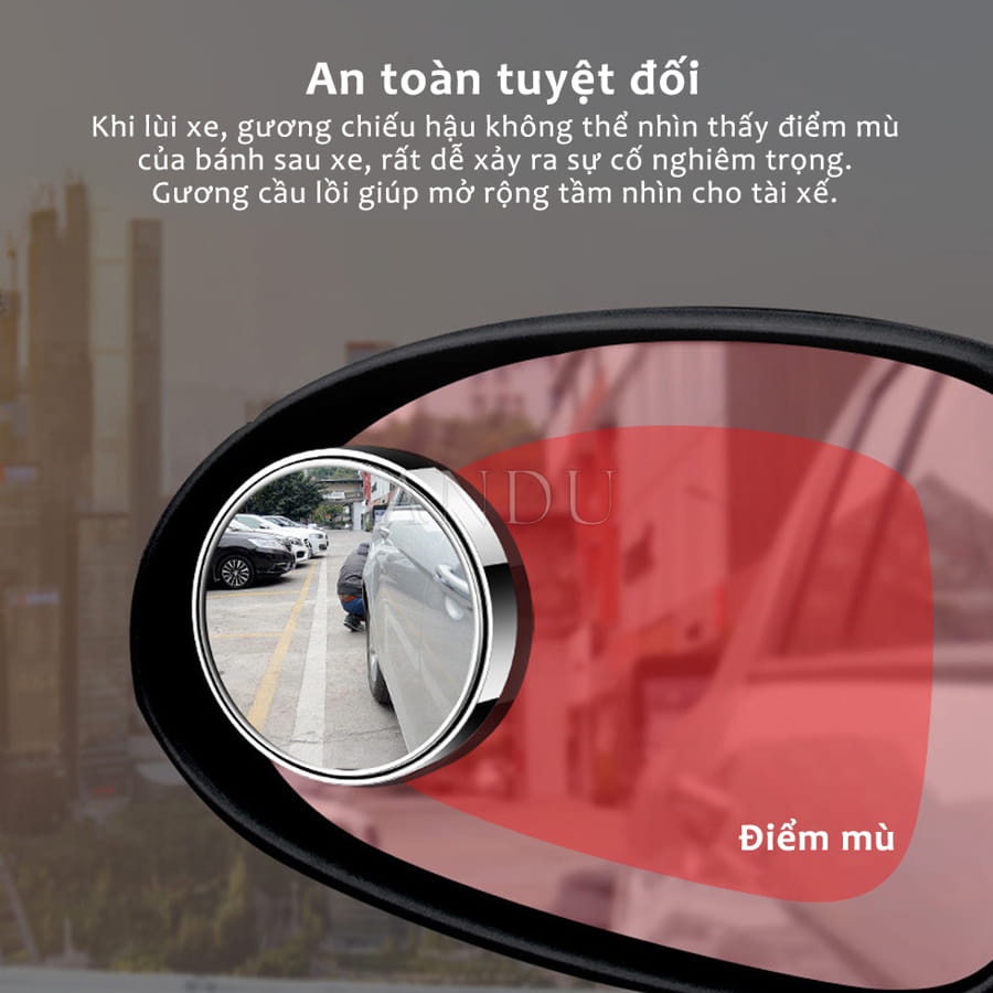 Gương Cầu Lồi Chiếu Hậu Ôto, Có Viền Xoay 360 Xóa Điểm Mù Cao Cấp Tặng Keo Dán Kèm Theo