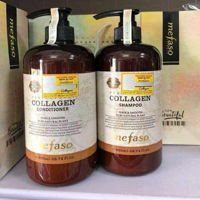 Combo cặp dầu gội + xả mefaso collagen