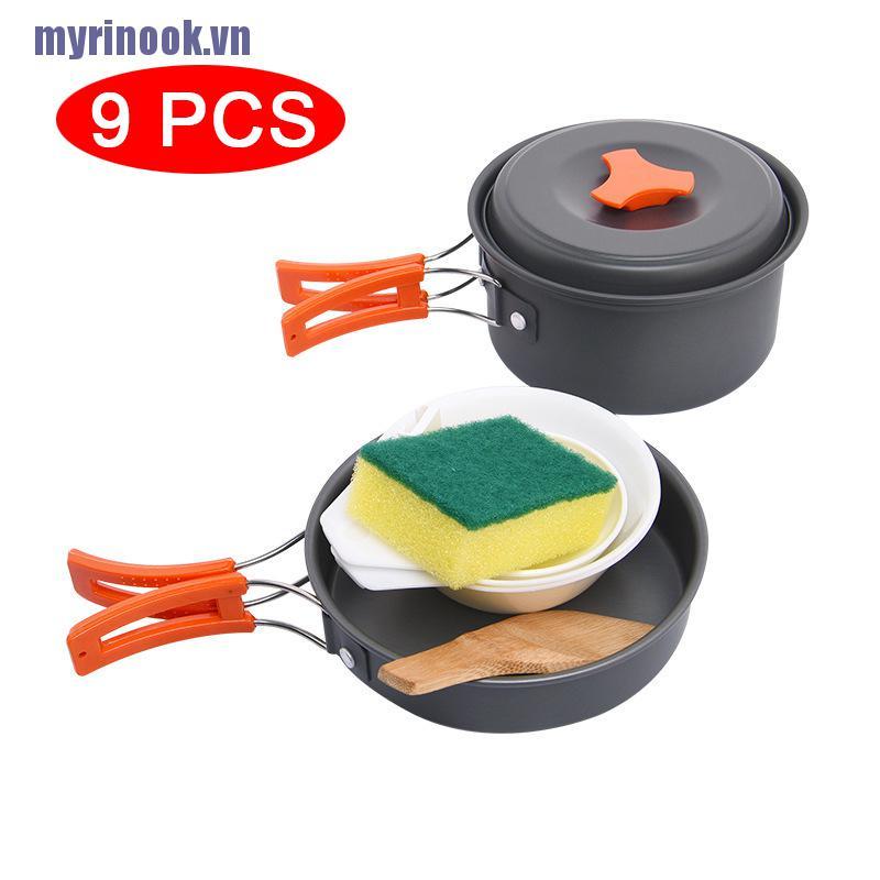 <rinook>Camping Tableware Outdoor Cookware Set Pots Tourist Equipment Utensils Hiking