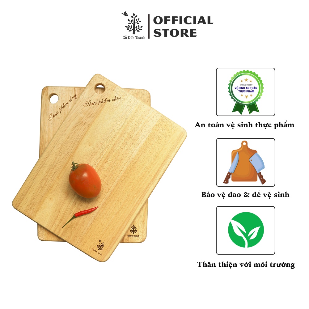 Bộ 2 thớt gỗ dùng cho thực phẩm sống và chín Đức Thành 05331