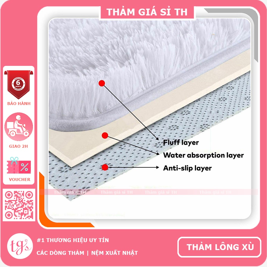 Thảm Lông Trải Sàn Phòng Ngủ Lông Xù Trắng Sữa 100x160