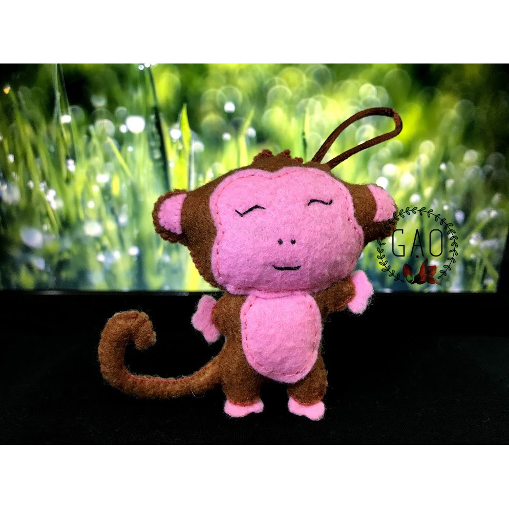 Móc khoá, treo nôi khỉ nâu - handmade siêu cute