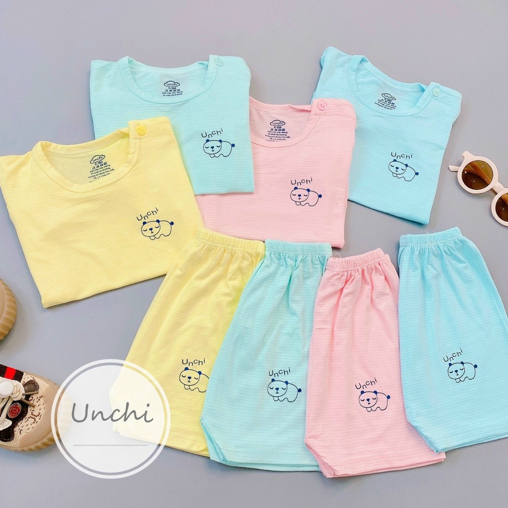 Bộ cộc tay Unchi chất peptit họa tiết gấu trúc cực đẹp cho bé trai bé gái Namkidshop (QATE418)