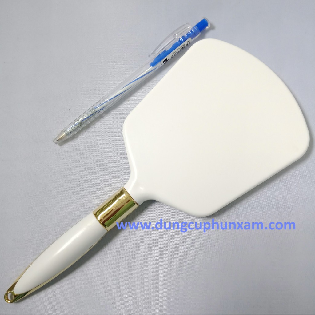 Gương cầm tay Hàn Quốc hình lục giác màu Trắng