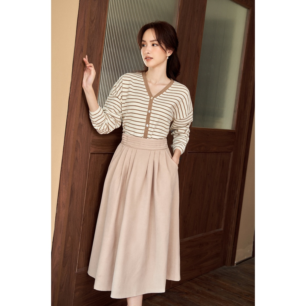 Chân váy dáng dài xoè cạp ly ngang chun sau 2 túi TIINSTORE G21101 | BigBuy360 - bigbuy360.vn