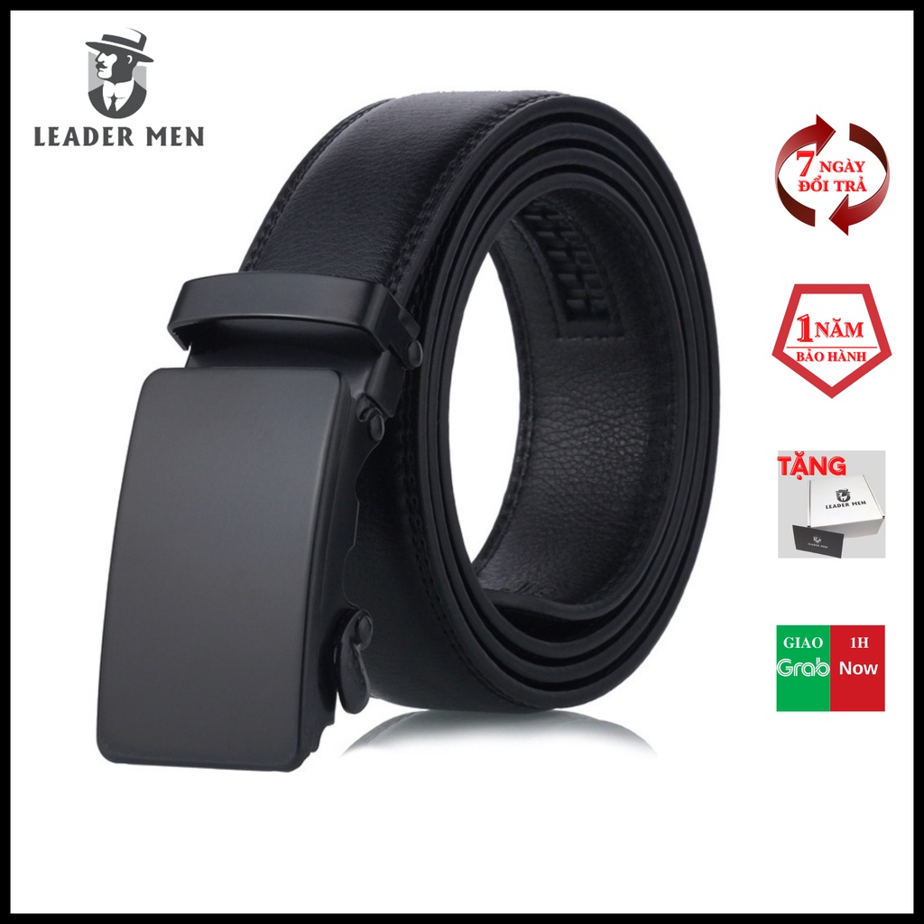 Thắt Lưng Nam Chất Liệu Da Cao Cấp TLK4-05 Khóa Tự Động - Dây Lưng Nam Thời Trang Khóa Mặt Đen Huyền Bí - LeaderMen