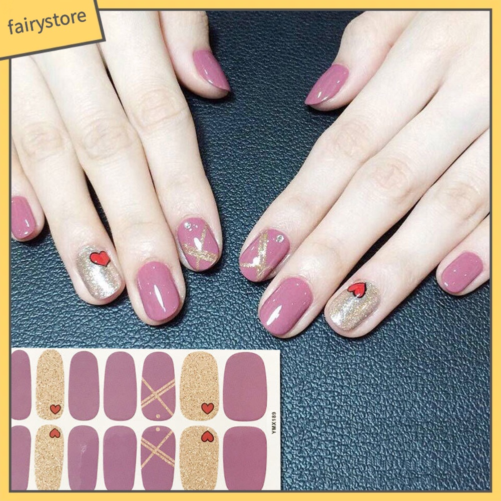 Set 14 tấm giấy dán móng 3D chống thấm nước