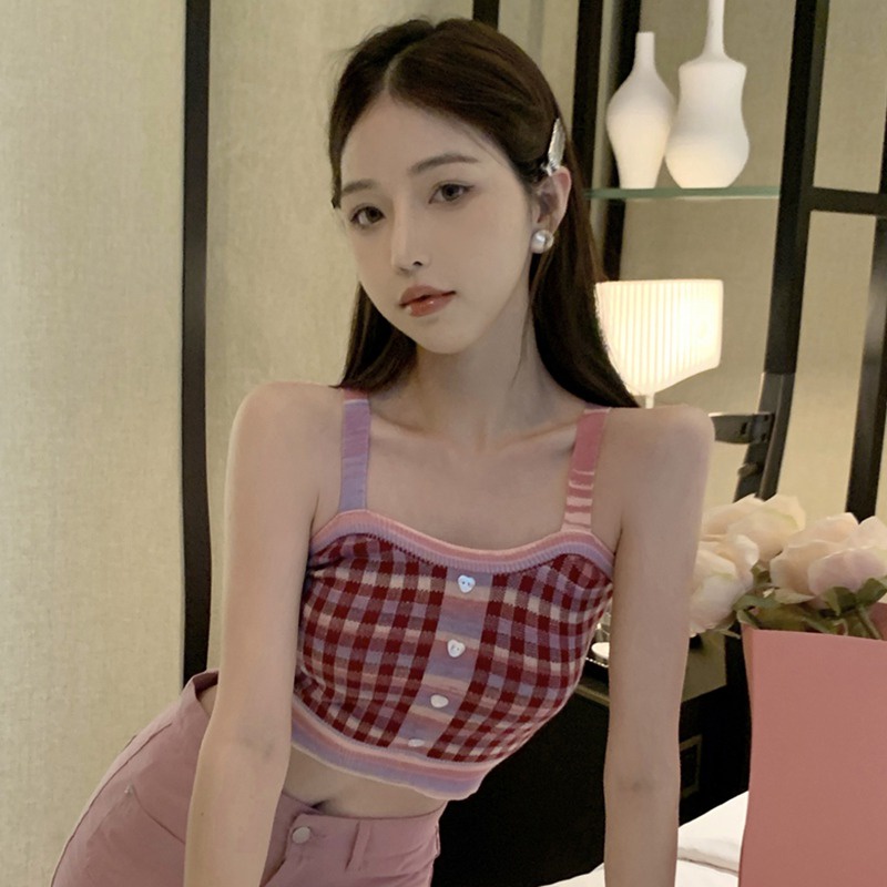 Áo Dệt Kim Không Tay Dáng Ôm Màu Sắc Ngọt Ngào Thời Trang Cho Nữ