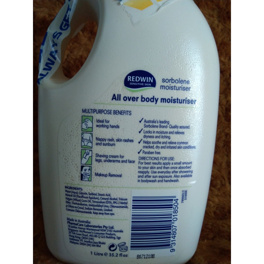 KEM DƯỠNG DA REDWIN SORBOLENE MOISTURISER WITH VITAMIN E 1 Lít CHO DA NHẠY CẢM | BigBuy360 - bigbuy360.vn