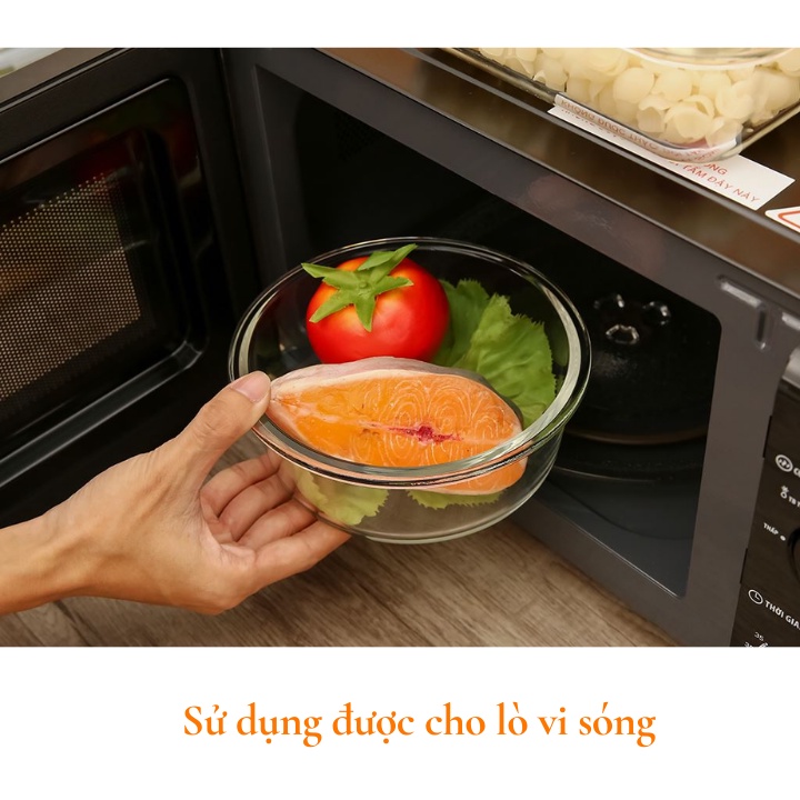 Hộp cơm thủy tinh đựng thức ăn văn phòng, thực phẩm tròn Inochi Nikko Nhật Bản chịu nhiệt, chia 2, 3 ngăn Vapu HCM