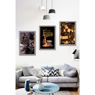 Bộ 3 tranh canvas treo tường decor quán cà phê IB5-0862- 30 x 45 cm x 3 tranh