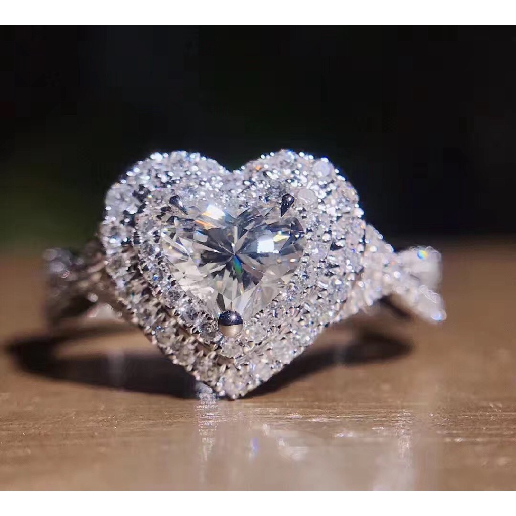 Nhẫn mạ bạc đính đá sang trọng thanh lịch cho nữ